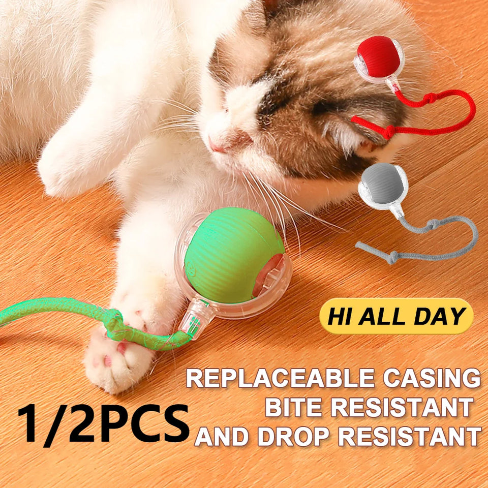 Smart Rolling Cat Toy Ball – Faux Tail & Rechargeable